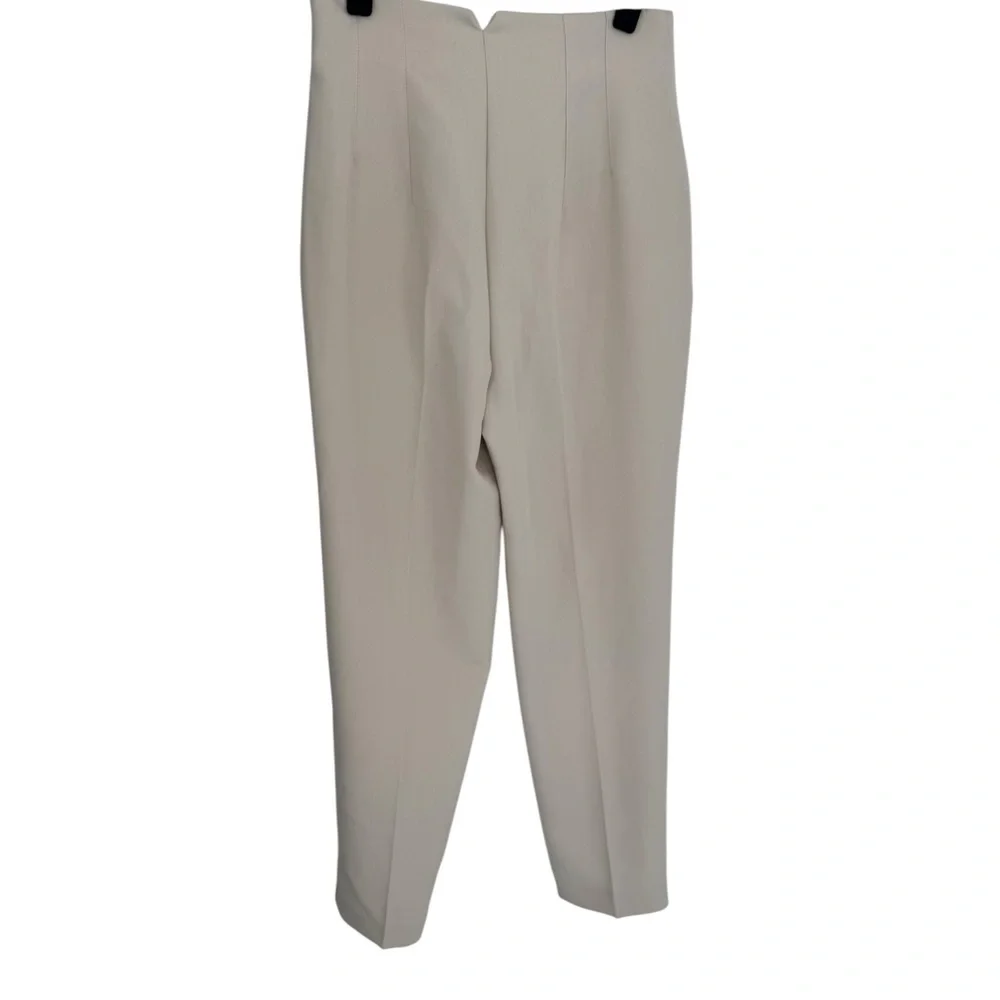 Zara Cream High-Waist Tapered Pants